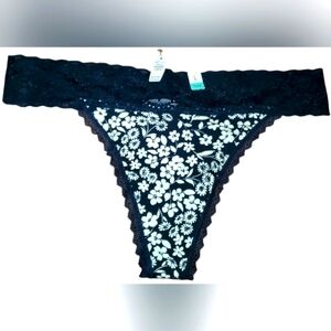 Maurices, Large, Navy And Floral Lace Thong, NWT